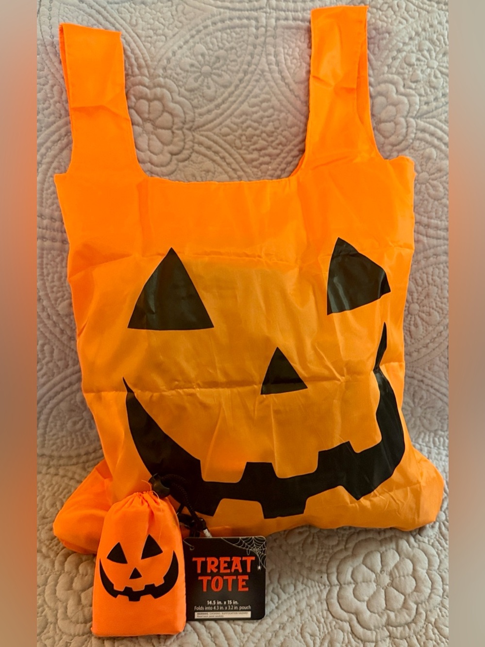 🎃 Kids Pumpkin Treat Tote - Orange Jack-O'-Lantern Bag